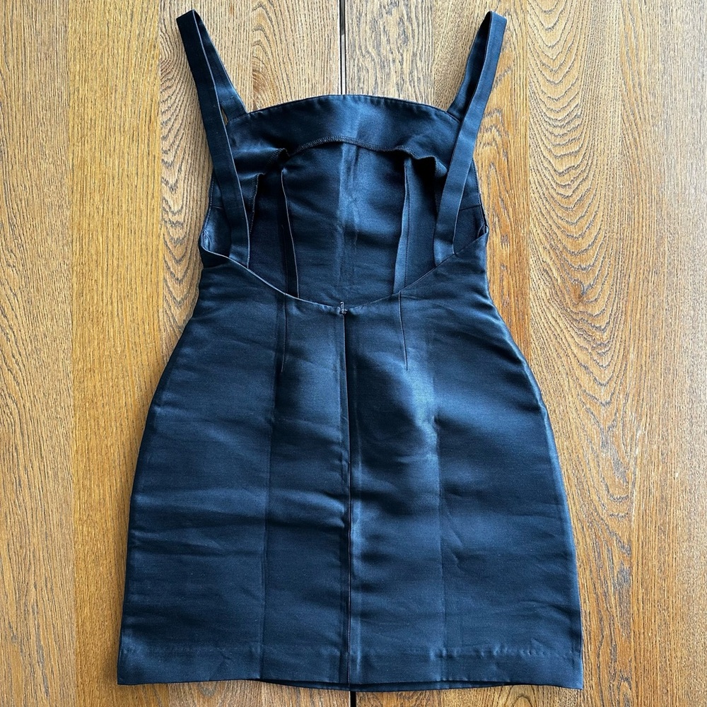 Paris Georgia Jay Jay Dark Navy Mini Sculptured Silk Blend Dress - Picture 3 of 11